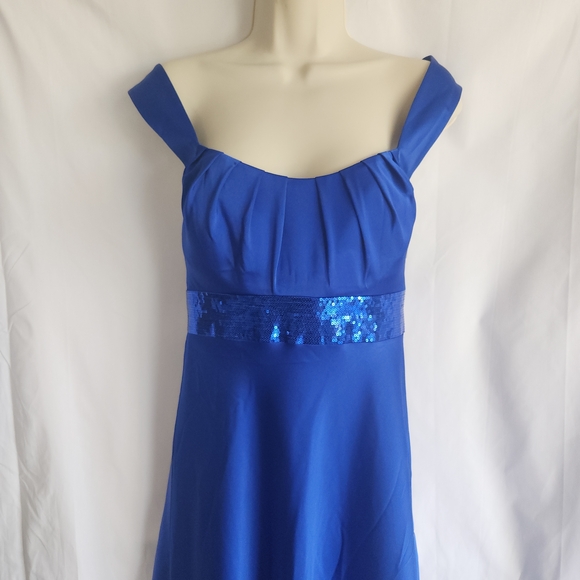 Calvin Klein Cobalt Blue Sequin Waist Gown Size 6 Formal Maxi Dress - Picture 3 of 12